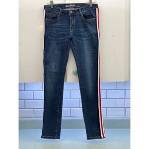 Machine Nouvelle Mode Skinny Jeans Dark Wash Side Stripe Red/White/Blue Size 30